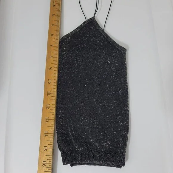 Free People Madewell Crop Tops Lot of 2 Sz XS/XXS in Metallic Black & Off White - Picture 14 of 16